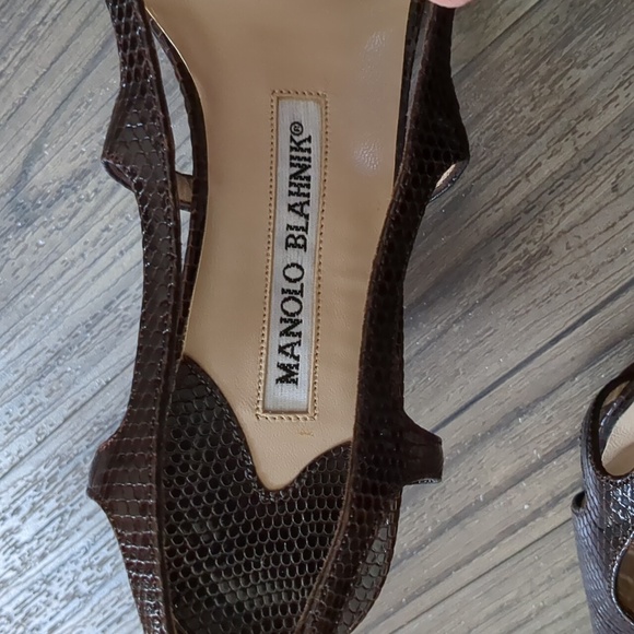 Manolo Blahnik Leather chocolate sandals 37 Made in Italy - Picture 3 of 6